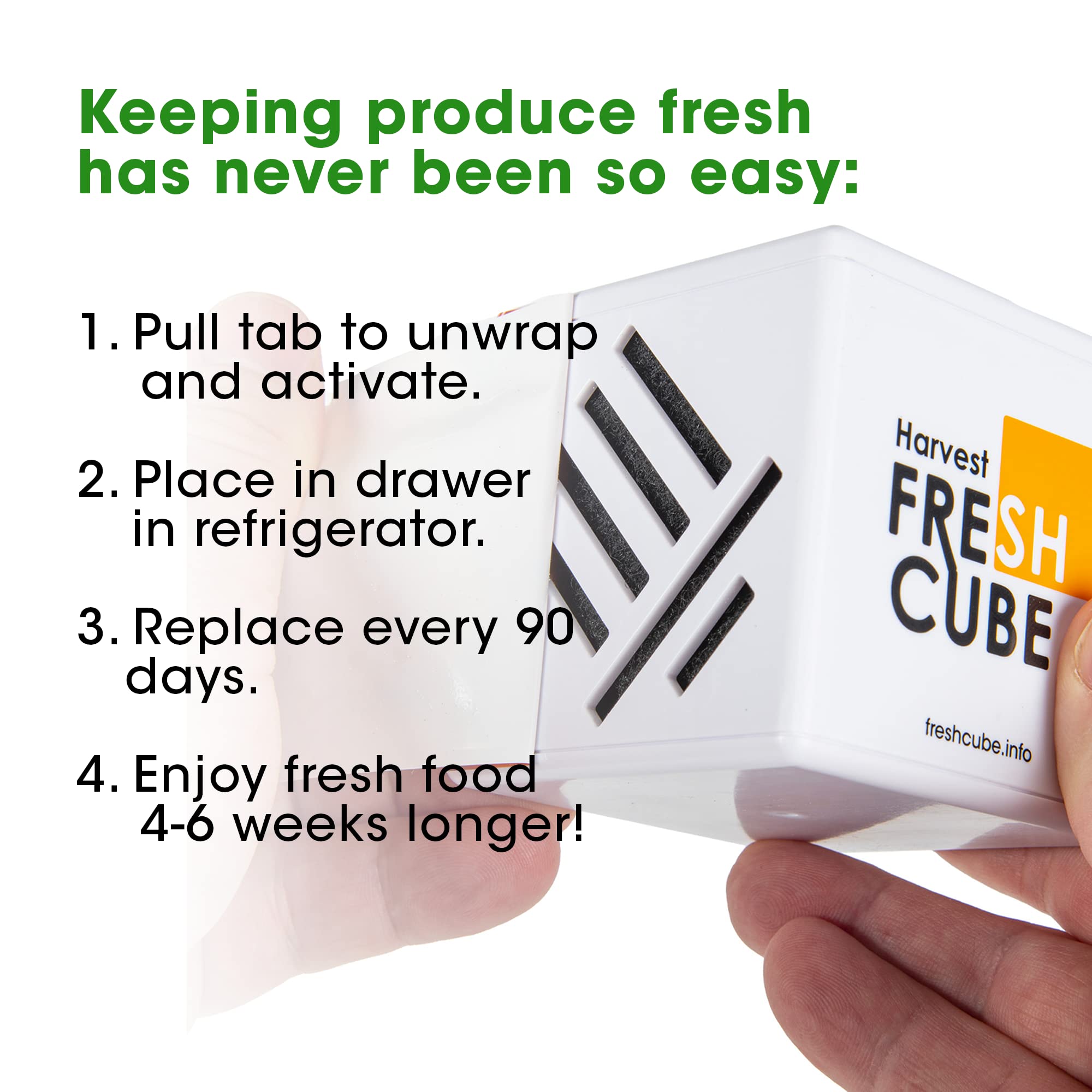 Harvest Fresh Cube Produce Saver | Extend produce shelf life up to 4 to 6 weeks | Simply unwrap and forget! | Pack of 2 | 180 Day Supply