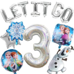 13 pcs frozen birthday party decorations-snowman birthday party balloons, frozen themed birthday party foil balloons for children 3rd birthday party