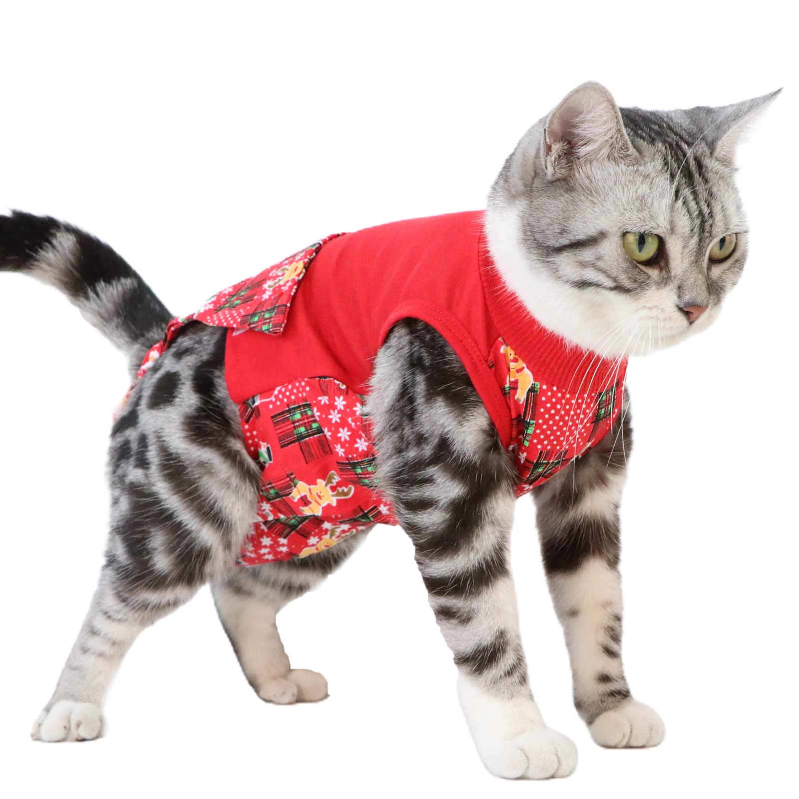 Mairbero Cat Surgical Recovery Suit - Cat Onesie for Cats After Surgery Spay Surgical Abdominal Wound Skin Diseases E-Collar Alternative