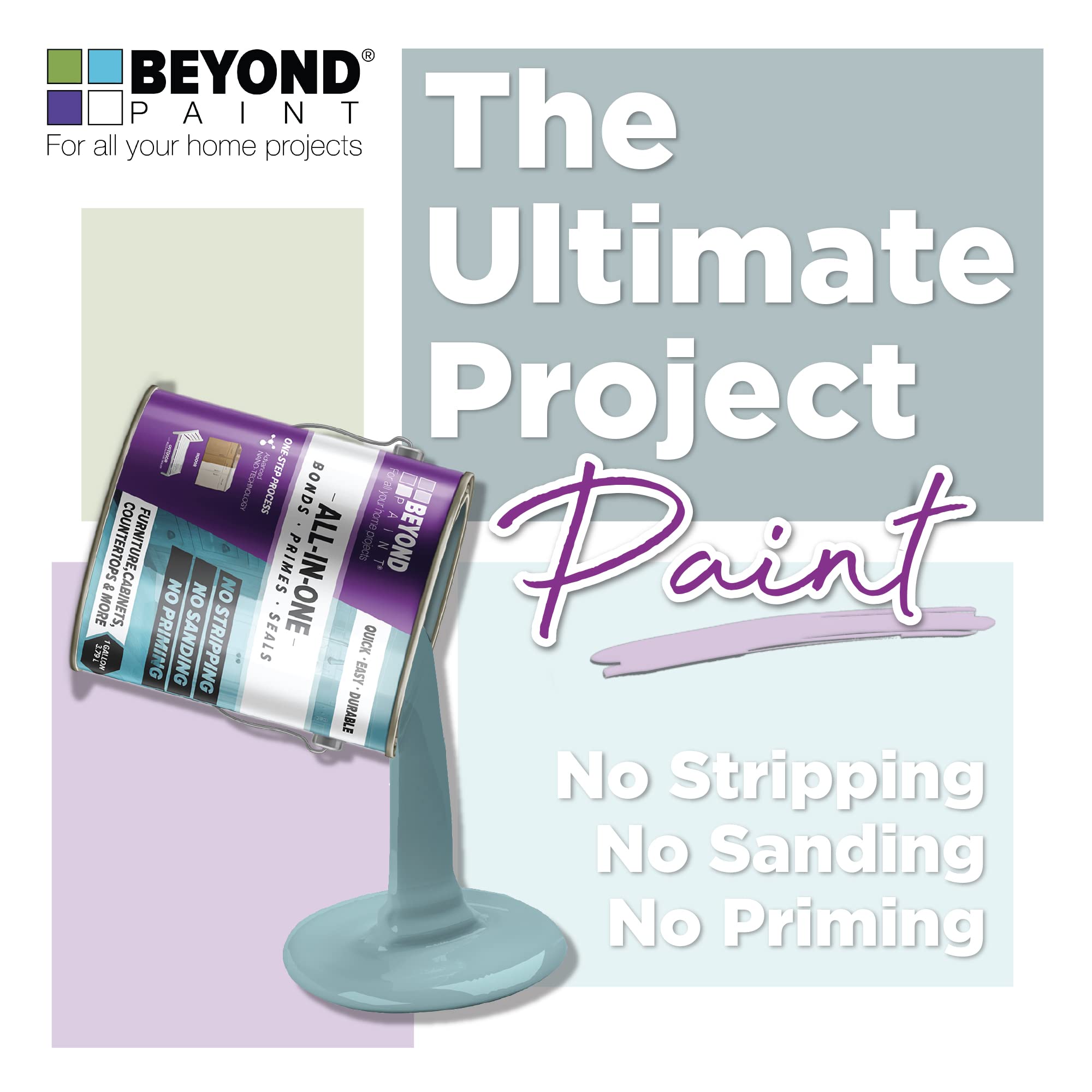 Beyond Paint All-in-One Refinishing Paint, No Sanding, Matte Finish for Cabinets, Countertops, Furniture and Doors, 1 Quart, Sand