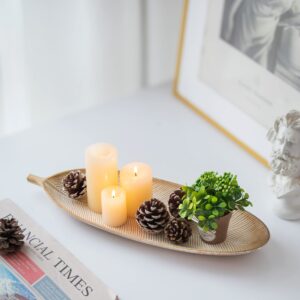 Hanobe Leaf Wooden Decorative Tray: Leaf Shaped Wood Key Tray Decor Leaf Bowl for Crystal Candle