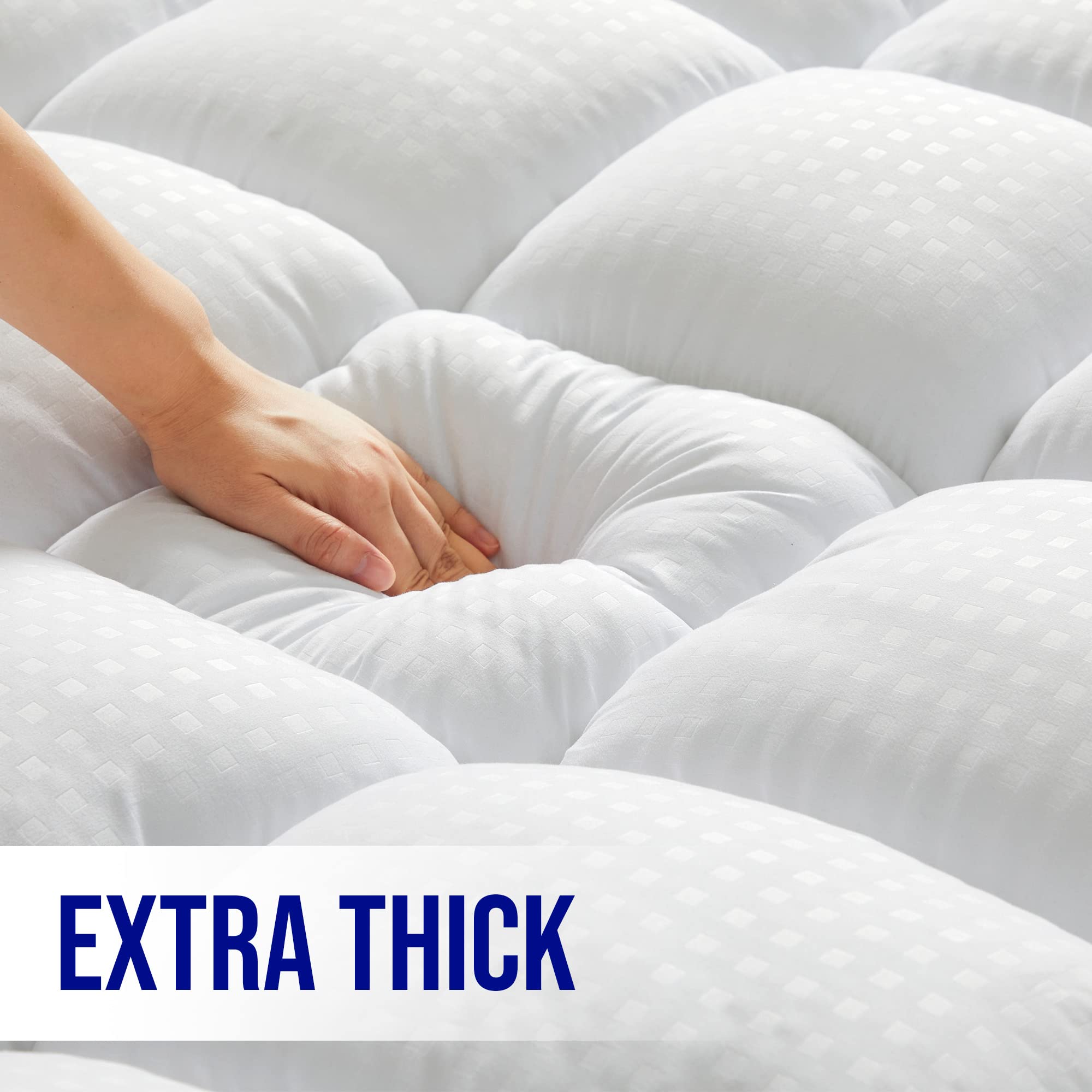 HYLEORY Twin XL Size Mattress Topper for Back Pain, Extra Thick Cooling Mattress Pad Cover, Down Alternative Overfilled Plush Pillow Top with 8-21 Inch Deep Pocket