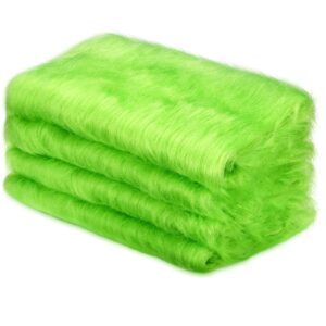 4 pcs christmas faux fur 10 x 20 inch faux fur fabric squares shaggy fluffy fabric patches ultra soft plush craft and hobby fabric craft supply, halloween costume, decoration (green)