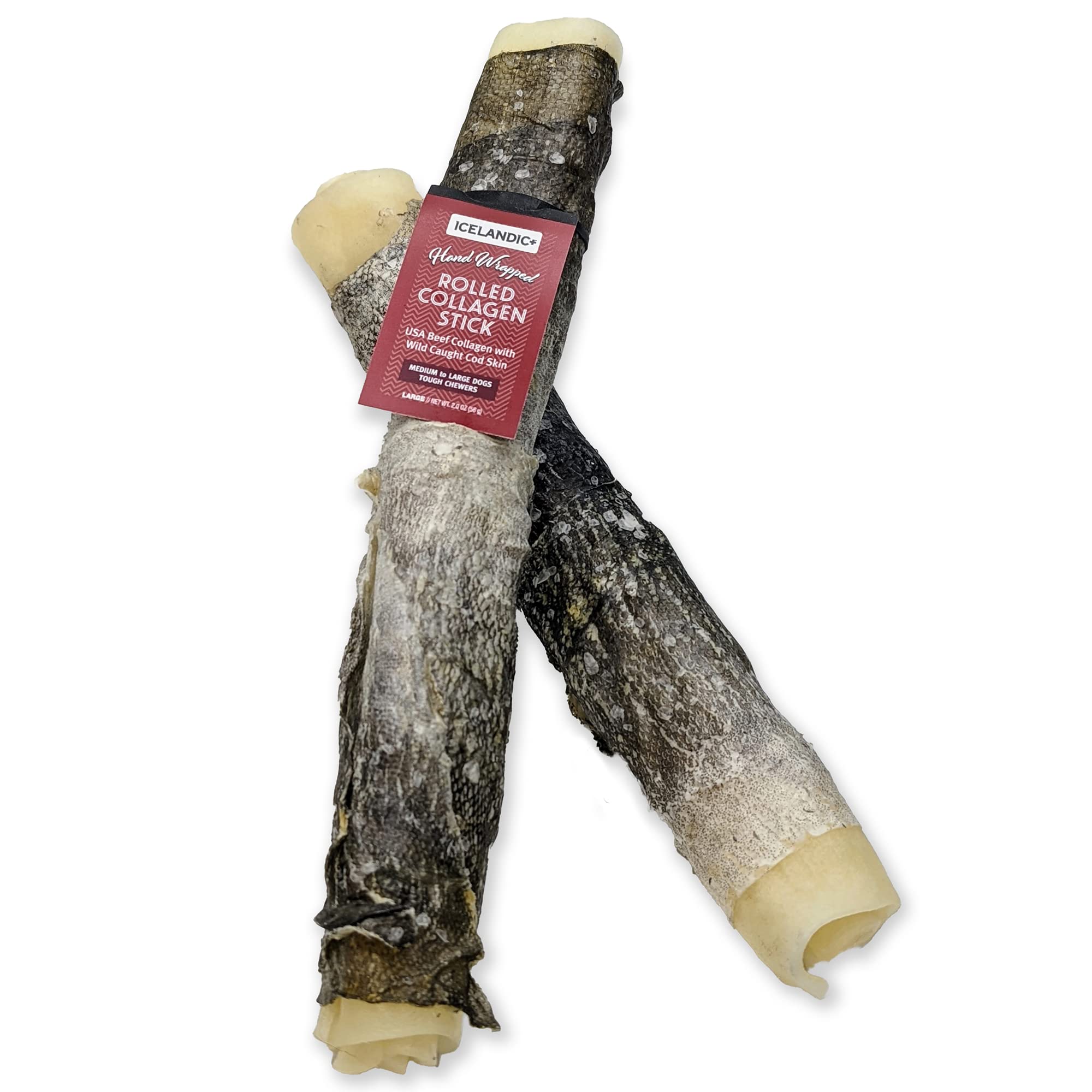 Icelandic+ Beef Rolled Collagen Stick with Wrapped Fish 8" Dog Treat