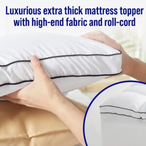 HYLEORY Twin XL Size Mattress Topper for Back Pain, Extra Thick Cooling Mattress Pad Cover, Down Alternative Overfilled Plush Pillow Top with 8-21 Inch Deep Pocket