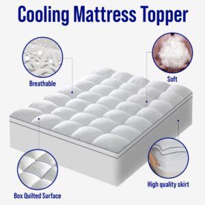 HYLEORY Twin XL Size Mattress Topper for Back Pain, Extra Thick Cooling Mattress Pad Cover, Down Alternative Overfilled Plush Pillow Top with 8-21 Inch Deep Pocket