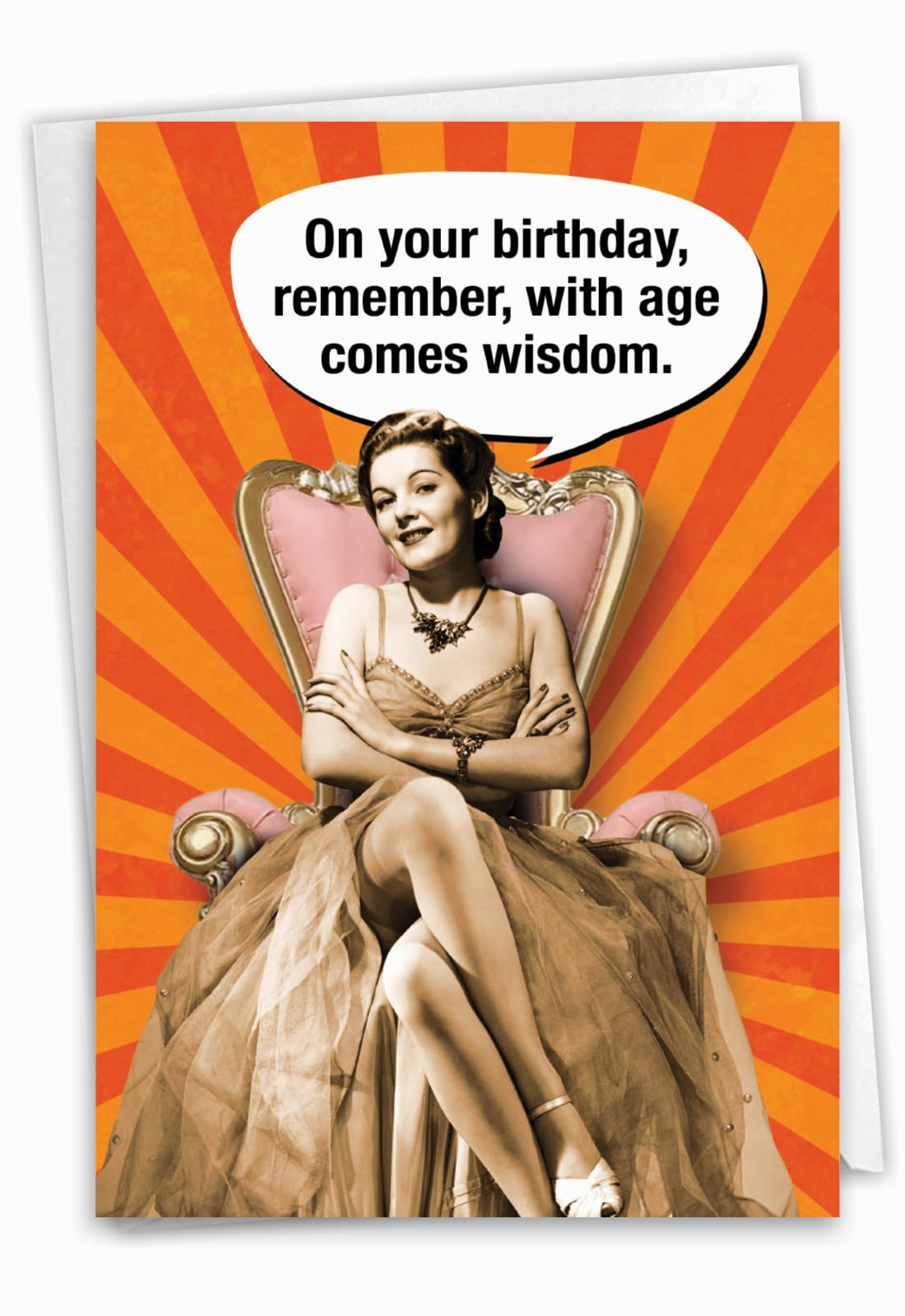 NobleWorks - Funny Birthday Greeting Card with 5 x 7 Inch Envelope (1 Card) Bday Woman Age Wisdom C8150BDG