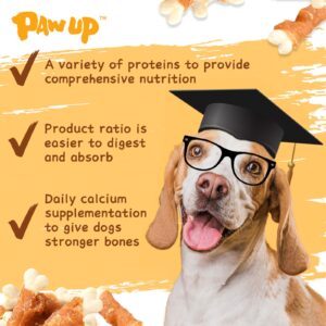 PAWUP Dog Treats Chicken Wrapped Calcium Bone, Dog Chews for Small Dogs, Natural Teeth Clean w/Taurine,12.5 oz