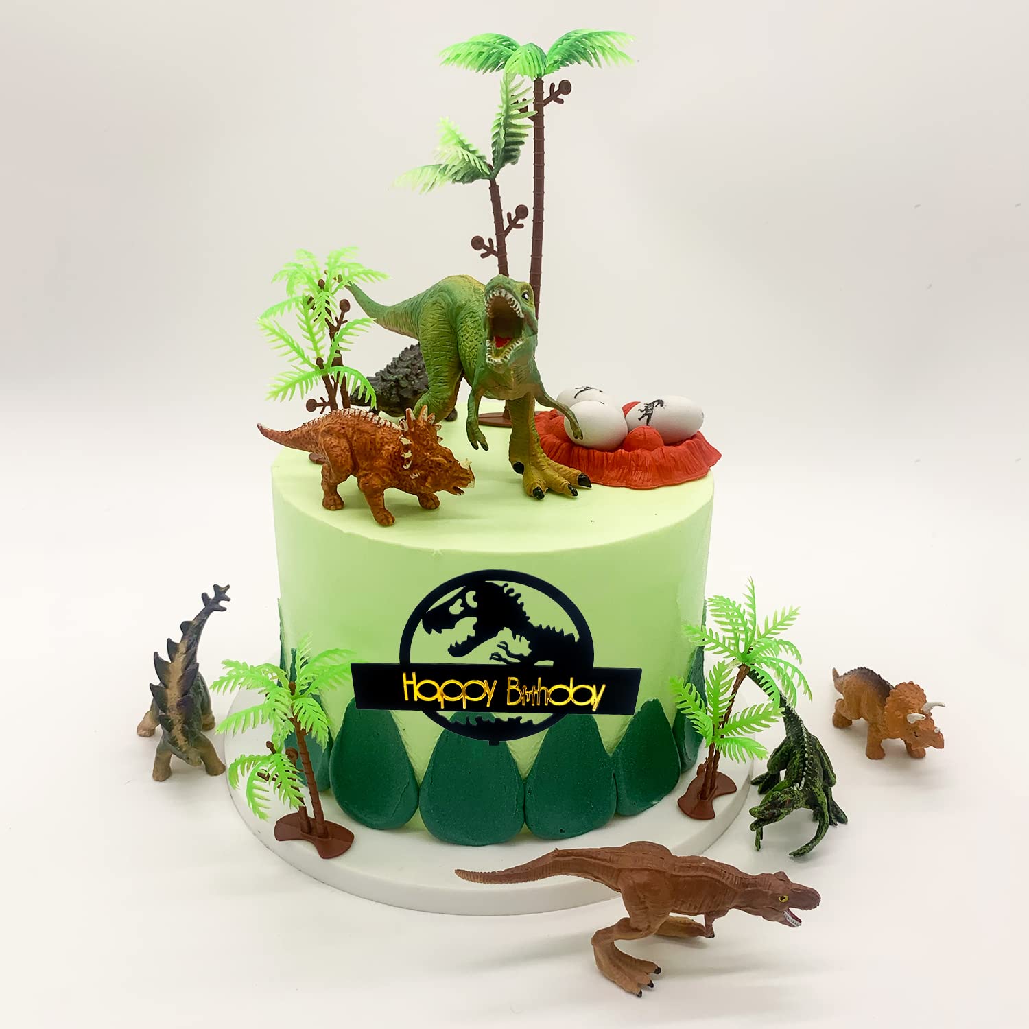 22PCS Dinosaur Cake Topper with Eggs Trees Dinosaur Toppers Birthday Party Cake Decorations Baby Shower Theme Party Decor