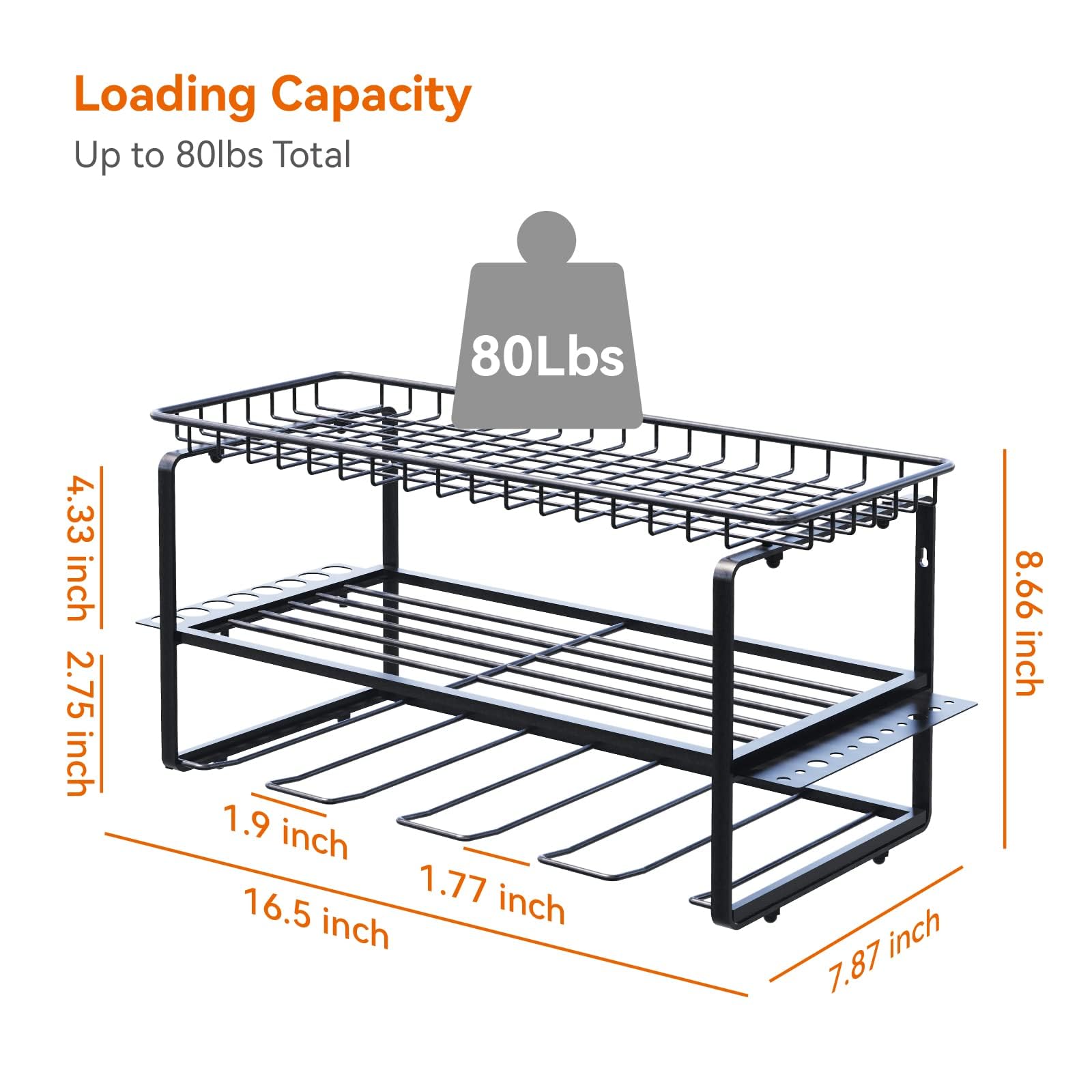 Grandhom Power Tool Organizer,Cordless Drill Rack Wall Mount,Drill Holder with 4 Drill Hanging Hooks,3 layers Metal Drill Storage Rack with Screwdriver Holder and Pliers Rack,Black