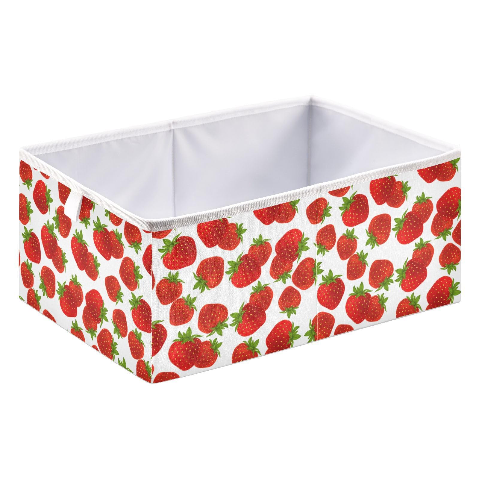 Sletend Cube Storage Bins Strawberry Fruits Collapsible Storage Baskets Foldable Fabric Storage Box for Clothes, Toys 11" x 11" x 11"