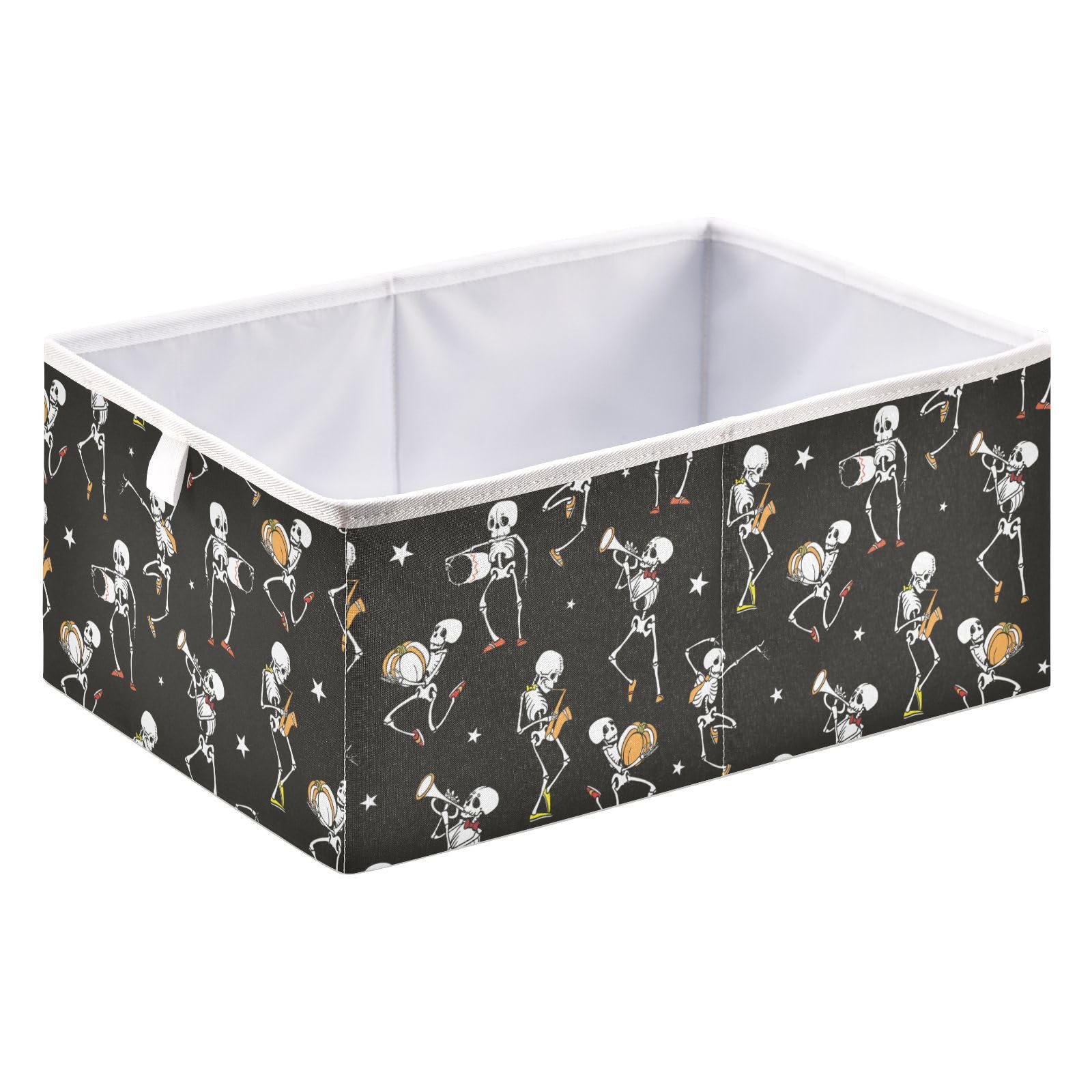 Sletend Cube Storage Bins Skull Collapsible Storage Baskets Foldable Fabric Storage Box for Clothes, Toys 11" x 11" x 11"