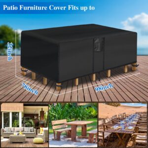 SUPERHOLD Outdoor Furniture Cover Waterproof, Rectangule Outdoor Table Cover (98L x 78W x 32H, Black) Durable Garden Table and Chair Set Covers Outdoor Couch Cover Outdoor Sofa Covers Waterproof Extremely Windproof Dustproof & UV-Protection Patio Furnitur