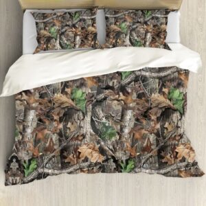 zfrxign camo duvet covers comforter cover for men boys all season down alternative quilted bedspread case with corner tabs hunting forest tree pillow cases, full/queen- 88" x 88"(224cm x 224cm)