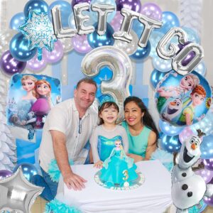 13 PCS Frozen Birthday Party Decorations-Snowman Birthday Party Balloons, Frozen Themed Birthday Party Foil Balloons for Children 3rd Birthday Party