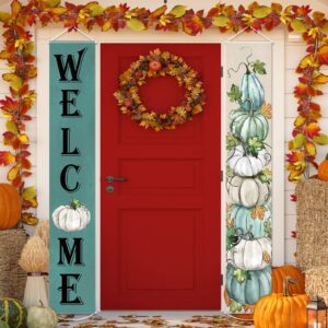 tiamon thanksgiving door banners welcome fall porch sign banners pumpkin hanging banners autumn harvest door decorations fall decorations for yard indoor outdoor wall party supplies decor