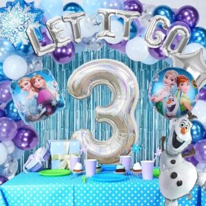 13 PCS Frozen Birthday Party Decorations-Snowman Birthday Party Balloons, Frozen Themed Birthday Party Foil Balloons for Children 3rd Birthday Party