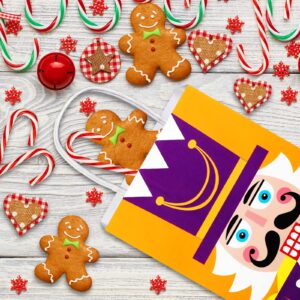 24 Pcs Nutcracker Christmas Gift Bags Bulk Kraft Paper Christmas Goody Bags Medium Size Christmas Holiday Gifts Treat Bags with Handles for Cookie Candy Xmas Party Favors Supplies, 8.3 x 6 x 3.1 Inch