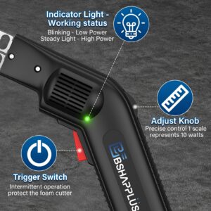 Foam Cutter Pro Electric Hot Knife, BSHAPPLUS 110V / 240W Styrofoam Cutting Tool Kit with Intelligent Chips & 5S Fast Heating & Powerful Cooling System for Carving, Handcraft, DIY Projects (BS-01)