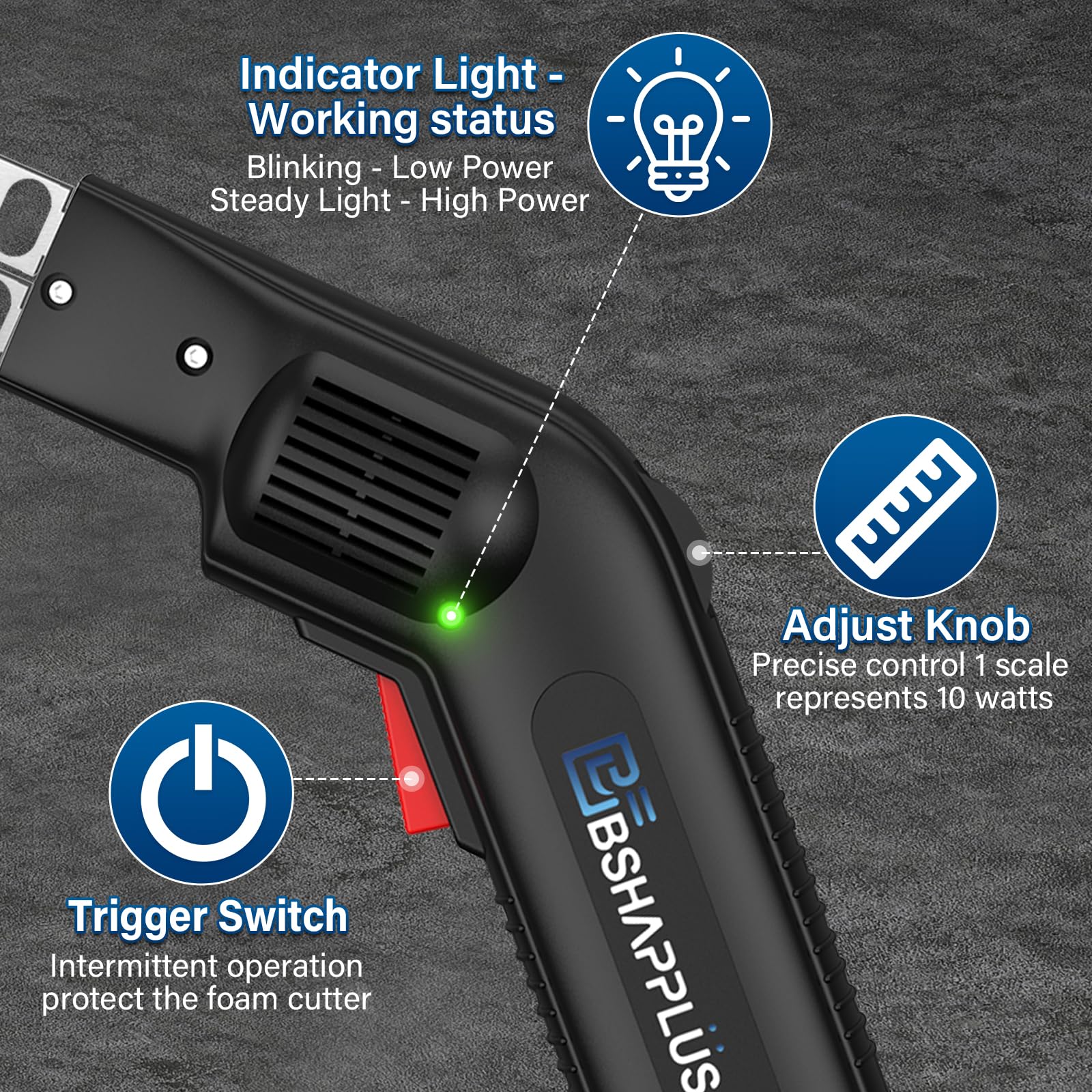 Foam Cutter Pro Electric Hot Knife, BSHAPPLUS 110V / 240W Styrofoam Cutting Tool Kit with Intelligent Chips & 5S Fast Heating & Powerful Cooling System for Carving, Handcraft, DIY Projects (BS-01)