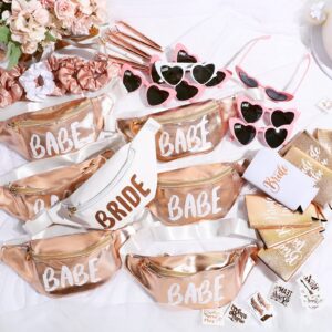 Maitys 45 Pcs Bachelorette Bride Party Favors 7 Sets Bridal Shower Gifts for Bridesmaid Wedding Bride Fanny Pack Sunglasses Scrunchies Pens Cup Sleeve Tattoo Bride Shower Decoration