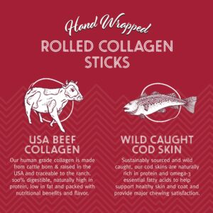 Icelandic+ Beef Rolled Collagen Stick with Wrapped Fish 8" Dog Treat