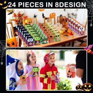 JX 24 Pack Halloween Treat Boxes with Clear Window,Halloween Goodies Candy Boxes,Tick or Treat Cookie Boxes Gift Bags Cardboard for Treats Halloween Party Favor Decoration Supplies,8 Styles