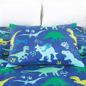 Blue Dinosaurs Print Comforter Set for Boys Girls teen, Twin size bedding for kids bedroom include comforter fitted sheet pillow sham and Dinosaur Pillow (Blue Dinosaurs, Twin)