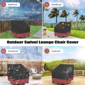 2 Pack Outdoor Swivel Lounge Chair Cover 600D Heavy Duty Outdoor Chair Covers,100%Waterproof Tear-Resistant,UV Resistant,Swivel chair cover Fits 37.5 L x 39.25 D x 38.5 H in, Noble black/red combo.