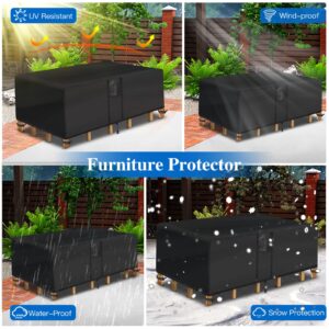 SUPERHOLD Outdoor Furniture Cover Waterproof, Rectangule Outdoor Table Cover (98L x 78W x 32H, Black) Durable Garden Table and Chair Set Covers Outdoor Couch Cover Outdoor Sofa Covers Waterproof Extremely Windproof Dustproof & UV-Protection Patio Furnitur