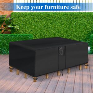 SUPERHOLD Outdoor Furniture Cover Waterproof, Rectangule Outdoor Table Cover (98L x 78W x 32H, Black) Durable Garden Table and Chair Set Covers Outdoor Couch Cover Outdoor Sofa Covers Waterproof Extremely Windproof Dustproof & UV-Protection Patio Furnitur