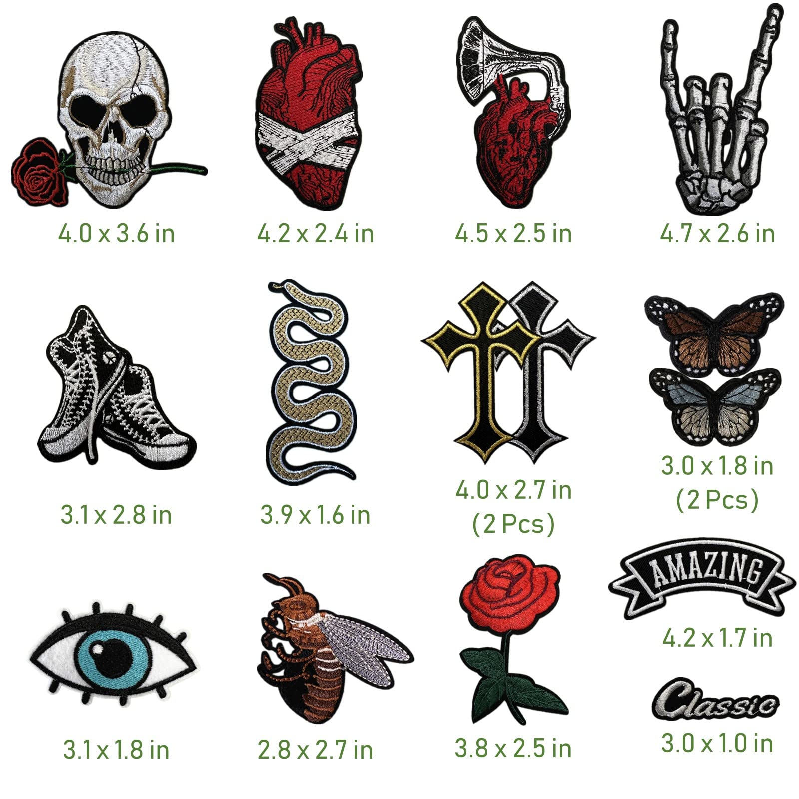 Dark Embroidered Applique Iron On Patches for Backpacks, Rock Band Patches for Jackets, Cool Sew Patch for Clothing, Jeans, Hats, DIY Accessories (Dark1 15 Pcs)