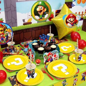 Nuwontun Mario Birthday Party Supplies Mario Birthday Party Decorations,32PCS Plates Set for Mario Birthday Baby Shower Decor