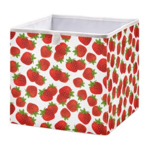 sletend cube storage bins strawberry fruits collapsible storage baskets foldable fabric storage box for clothes, toys 11" x 11" x 11"