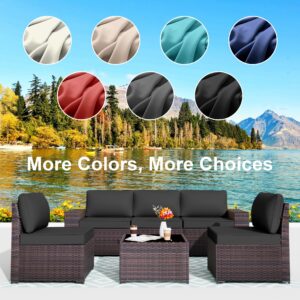 ALAULM 11 Pieces Outdoor Patio Sofa Cushion Covers Replacement for Outdoor Furniture Wicker Rattan Sofas Seat Cushions & Back Cushions with Zipper Design Durable Fadeless Polyester (Black)