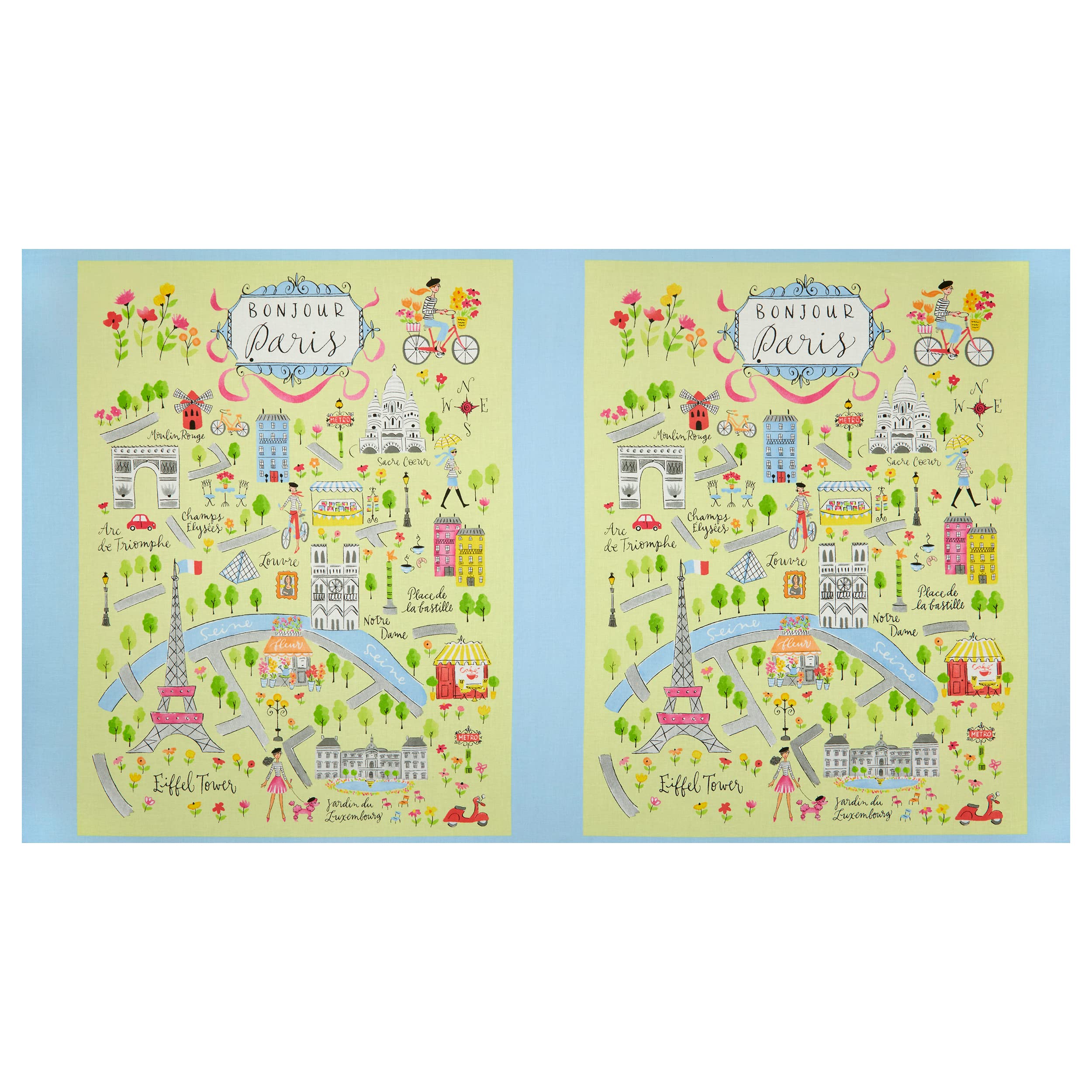 FreeSpirit Bonjour Paris 24" Panel Multi, Fabric by The Yard