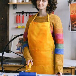 Zihuatailor Orange Yellow Apron for Women with Pockets | Lightweight and Adjustable Apron