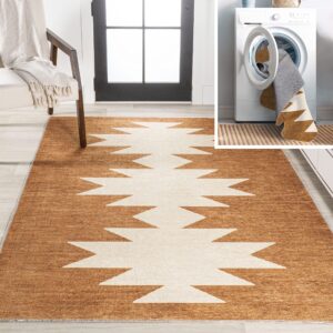 jonathan y wsh110a-4 chayton minimalist geometric machine-washable indoor area -rug, bohemian southwestern modern easy -cleaning,bedroom,kitchen,living room,non shedding, terracotta/cream, 4 x 6