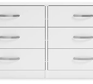 Signature Design by Ashley Flannia Modern 6 Drawer Dresser with Ball-bearing Construction and Safety Stop, White