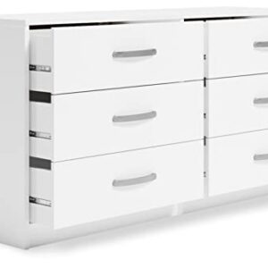 Signature Design by Ashley Flannia Modern 6 Drawer Dresser with Ball-bearing Construction and Safety Stop, White