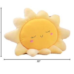 OUKEYI 57cm Sun Cushion Flower Floor Pillow Flower Floor Seating Pad Chair Cushion Oversized Throw Pillow,Sun Cloud Throw Pillow Plush,Flower Chair Pads for Kids Seating Bed Bedroom Sofa Decor