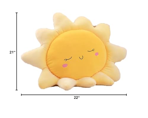 OUKEYI 57cm Sun Cushion Flower Floor Pillow Flower Floor Seating Pad Chair Cushion Oversized Throw Pillow,Sun Cloud Throw Pillow Plush,Flower Chair Pads for Kids Seating Bed Bedroom Sofa Decor