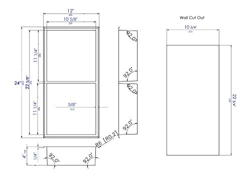 ALFI brand ABNP1224-BG Shower Niche, Brushed Gold 12 x 24 x 4