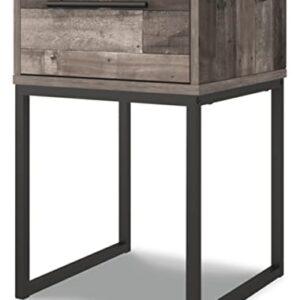 Signature Design by Ashley Neilsville Industrial 1 Drawer Nightstand with Metal Legs, 26" Tall, Gray & Black