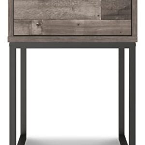 Signature Design by Ashley Neilsville Industrial 1 Drawer Nightstand with Metal Legs, 26" Tall, Gray & Black