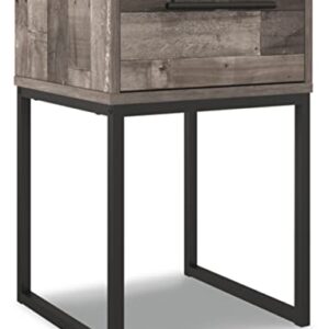 Signature Design by Ashley Neilsville Industrial 1 Drawer Nightstand with Metal Legs, 26" Tall, Gray & Black