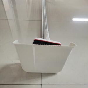 JEHONN Broom and Dustpan Set for Home, Long Handle Lightweight 180 Degree Rotating Broom Set Indoor, Upright Standing Dust Pan with Comb Teeth, Store Sweep Set for Room Kitchen Office (Grey & Red)