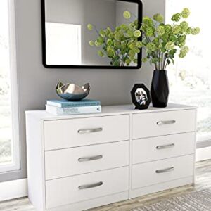 Signature Design by Ashley Flannia Modern 6 Drawer Dresser with Ball-bearing Construction and Safety Stop, White