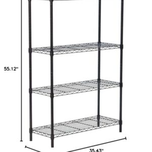 Guangshuohui 4-Tier Standing Shelving Plastic Coated Iron Units, Storage Shelf Display Rack for Laundry Bathroom Kitchen,35.43 x 13.78 x 55.12'' (4-Tier, Black)