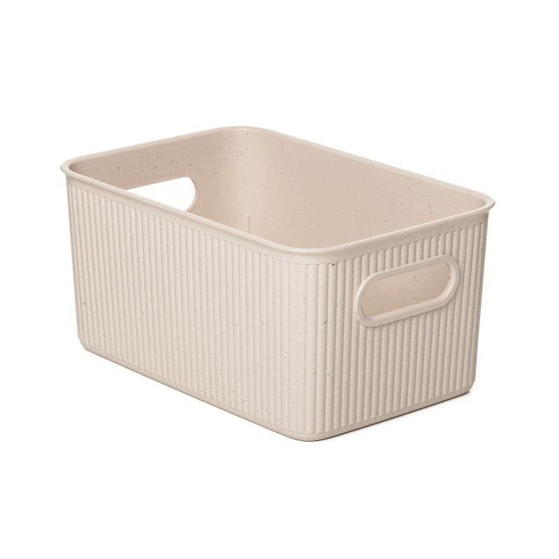 Superio Ribbed Collection - Eco-Friendly Decorative Plastic Open Home Storage Bins Organizer Baskets, Medium (1 Pack) Container Boxes for Organizing Closet Shelves Drawer Shelf 5 Liter